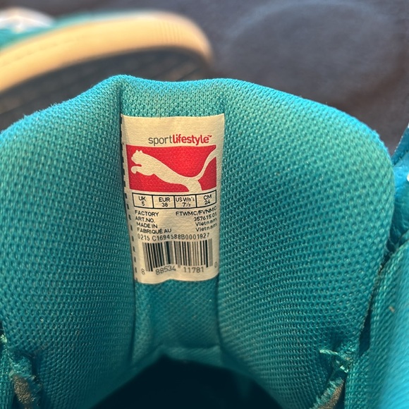 Puma wedge sneaker women’s sz 7.5 turquoise suede - Picture 4 of 4